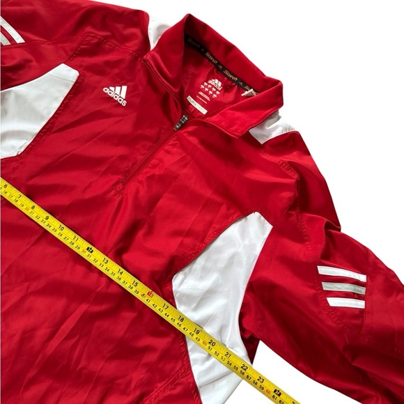 Adidas Scorch Climaproof 1/4 Zip Pullover Windbreaker Jacket Red White Small - Picture 4 of 6